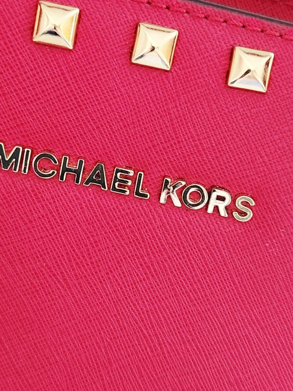 Euc Michael Kors Selma Studded Red Leather Satchel Handbag Purse